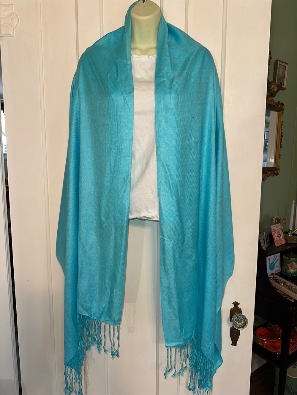 NWT Paris Accessories Light Turquoise Blue Rayon Wrap Shawl